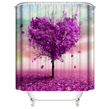 Load image into Gallery viewer, LANGRIA 4pcs Bathroom Shower Curtain Flower Print Durable Waterproof Bath Curtain Set Toilet Cover Mat Non-Slip Bathroom Rug Set