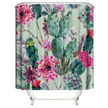 Load image into Gallery viewer, LANGRIA 4pcs Bathroom Shower Curtain Flower Print Durable Waterproof Bath Curtain Set Toilet Cover Mat Non-Slip Bathroom Rug Set