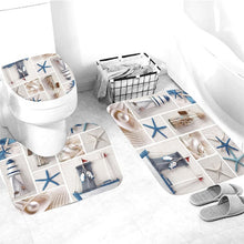 Load image into Gallery viewer, LANGRIA 4pcs Bathroom Shower Curtain Flower Print Durable Waterproof Bath Curtain Set Toilet Cover Mat Non-Slip Bathroom Rug Set