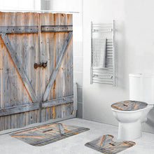 Load image into Gallery viewer, LANGRIA 4pcs Bathroom Shower Curtain Flower Print Durable Waterproof Bath Curtain Set Toilet Cover Mat Non-Slip Bathroom Rug Set