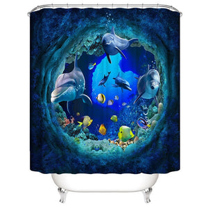 LANGRIA 4pcs Bathroom Shower Curtain Flower Print Durable Waterproof Bath Curtain Set Toilet Cover Mat Non-Slip Bathroom Rug Set