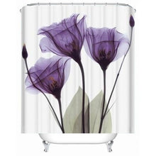 Load image into Gallery viewer, LANGRIA 4pcs Bathroom Shower Curtain Flower Print Durable Waterproof Bath Curtain Set Toilet Cover Mat Non-Slip Bathroom Rug Set