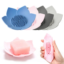 Load image into Gallery viewer, 1 pcs Soap Dish Draining Soap box  Plate Lotus Shape Silicone Box Holder Portable Soap Dishes anti-skid soap tray drain soap box