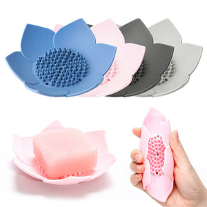 1 pcs Soap Dish Draining Soap box  Plate Lotus Shape Silicone Box Holder Portable Soap Dishes anti-skid soap tray drain soap box