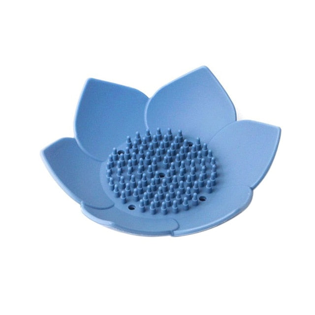 1 pcs Soap Dish Draining Soap box  Plate Lotus Shape Silicone Box Holder Portable Soap Dishes anti-skid soap tray drain soap box