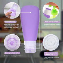 Load image into Gallery viewer, 3Pcs 60ml 90ml Silicone Refillable Bottle Travel Shampoo Bottle Lotion Travel Packing Press Bottles Portable Cosmetic Container