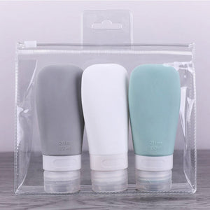 3Pcs 60ml 90ml Silicone Refillable Bottle Travel Shampoo Bottle Lotion Travel Packing Press Bottles Portable Cosmetic Container