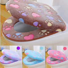 Load image into Gallery viewer, Thick Coral velvet luxury toilet Seat Cover Set soft Warm Zipper One / Two-piece toilet Case Waterproof Bathroom WC Cover