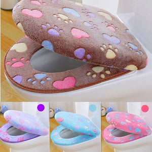 Thick Coral velvet luxury toilet Seat Cover Set soft Warm Zipper One / Two-piece toilet Case Waterproof Bathroom WC Cover