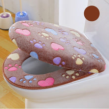 Load image into Gallery viewer, Thick Coral velvet luxury toilet Seat Cover Set soft Warm Zipper One / Two-piece toilet Case Waterproof Bathroom WC Cover