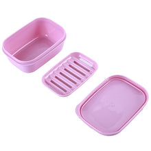 Load image into Gallery viewer, Double Layers Handmade Soap Box Travel Portable Lid Soap Box With Drain Layer Draining Holder Soap Dish Bathroom